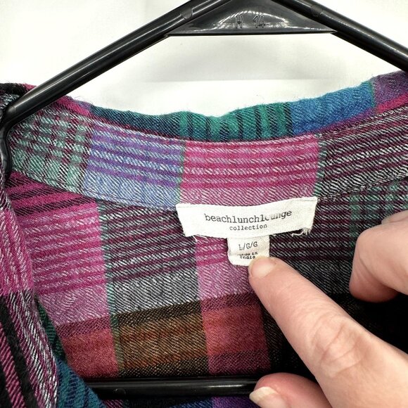 beach lunch lounge plaid button down size large‎ - Picture 3 of 5